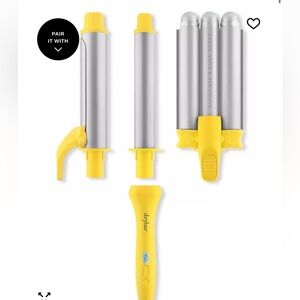 🆕 Drybar The Mixologist Interchangeable Styling Wand Yellow Silver Curling Set